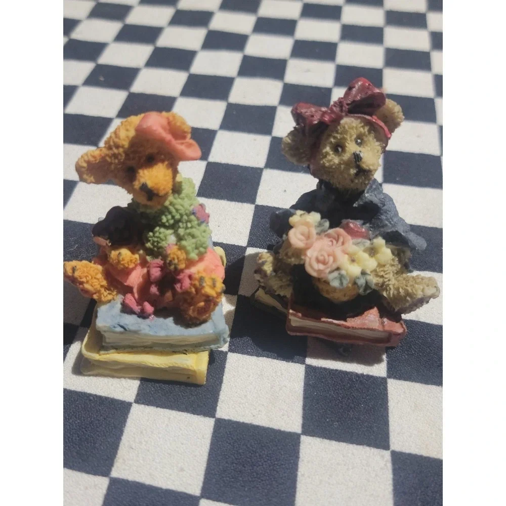 K's Collection Teddy Bear Figurines‎ Lot of 4 2 Hinged Trinket Boxes Resin